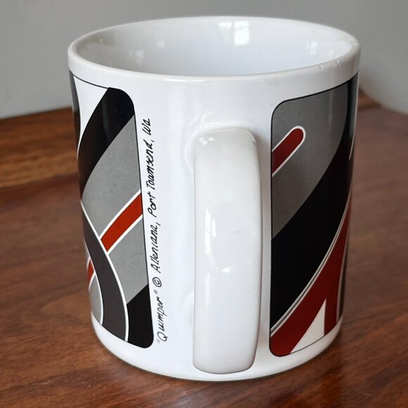 Vintage Alleniana Mug "Quimper" Port Townsend WA 70s Mod Coffee Cup Brown Black - Picture 7 of 11